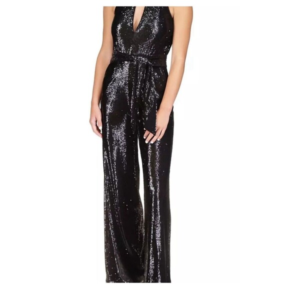 Michael Kors Sequined Halter Neck Jumpsuit classy sparkle party SZ small NO BELT - Picture 2 of 15